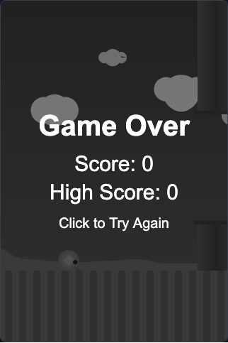 Demo mode game-over screen, with the score and the prompt to try again